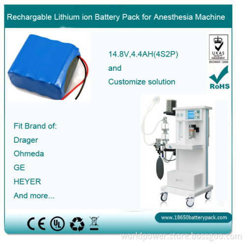 Rechargable Lithium Ion Battery Pack for Anesthesiamachine (4S2P)